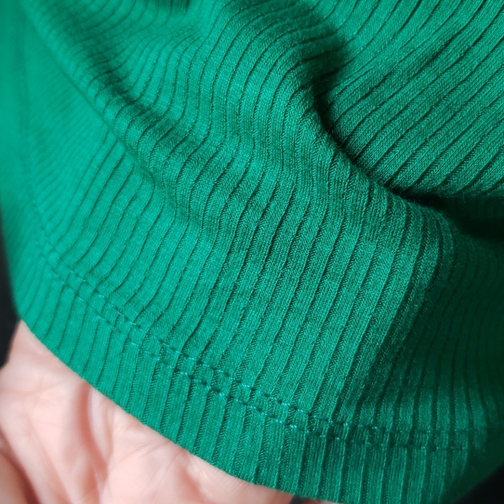 Ribbed Tank Crop Top sz L Green - Picture 3 of 9